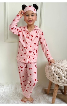 Yeni Sezon Kız Çocuk Düğmeli Pijama Takımı Oyuncak Bebek Baskılı Göz Bandı Dahil Renklı Yeni Sezon Kız Çocuk Düğmeli Pijama Takımı Oyuncak Bebek Baskılı Göz Bandı Dahil Renklı