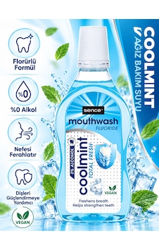 Sence Coolmint Ağız Çalkalama Suyu Florürlü 500ml Sence Coolmint Ağız Çalkalama Suyu Florürlü 500ml
