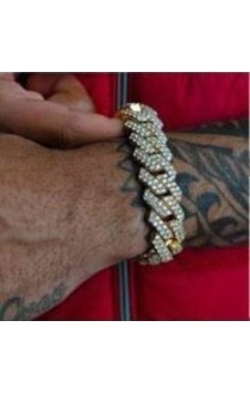 Prong Cuban Chain Gold Bileklik 20mm Kalın Komple Zirkon Altın