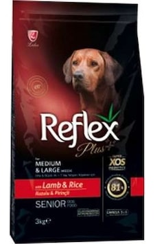 Reflex Plus Kuzu Etli Orta ve Büyük Irk Yaşlı Köpek Maması 3 KG