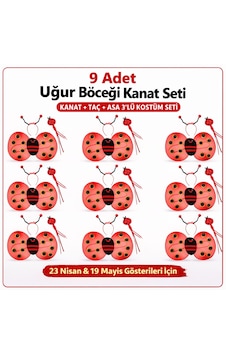 9 Lu - 819 - Uğur Böceği Kostüm Seti At - Csmo-tex - Taç Asa 9 Lu - 819 - Uğur Böceği Kostüm Seti At - Csmo-tex - Taç Asa