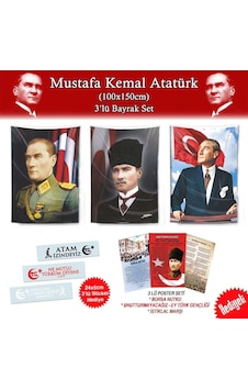 Gazi Mustafa Kemal Atatürk 1x1.5m Bayrak Set-3'lü Poster Ve Sticker Hediyeli-29 Ekim Bayram Kutlama 1 Gazi Mustafa Kemal Atatürk 1x1.5m Bayrak Set-3'lü Poster Ve Sticker Hediyeli-29 Ekim Bayram Kutlama 1