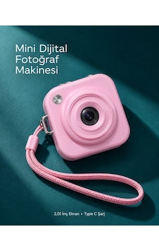 1. Cep Boy Pembe Dijital Fotoğraf Makinesi 2,01 İnç Ekran Ve Type C Şarj Standart 1. Cep Boy Pembe Dijital Fotoğraf Makinesi 2,01 İnç Ekran Ve Type C Şarj Standart