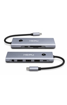 Hepu 9 İn 1 Alüminyum Type-c Hub Çoklayıcı - 4k 60hz Hdmı 100w Pd Şarj Ses Sd Kart Okuyucu