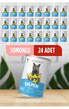 King Sos İçerisinde Et Parçacıklı Somonlu Kedi Konservesi 400 Gr 24 Adet King Sos İçerisinde Et Parçacıklı Somonlu Kedi Konservesi 400 Gr 24 Adet