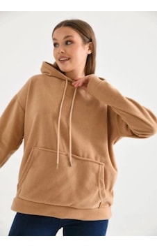 Lovie Moda Kadın Kapşonlu Sweatshirt Kahverengi Lovie Moda Kadın Kapşonlu Sweatshirt Kahverengi