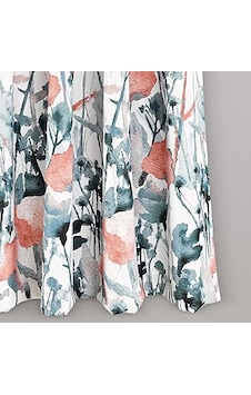 Lush Zuri Flora Oda Karartma Pencere Perdesi Panel Çifti, 160 Cm Uzunluk X 132 Cm Genişlik, Mavi Ve 50 x 22