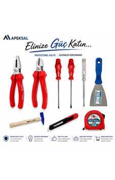 9 Parça Profesyonel El Aletleri Seti Kombine Pense Yan Keski Tornavida Çekiç Metre Maket Bıçağı 9 Parça Profesyonel El Aletleri Seti Kombine Pense Yan Keski Tornavida Çekiç Metre Maket Bıçağı