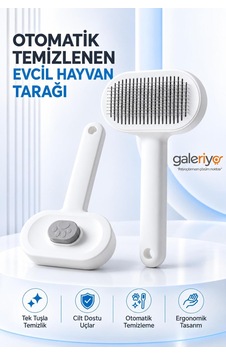 Otomatik Temizlenen Tuşlu Evcil Hayvan Fırçası Kedi Köpek Tüy Toplayıcı Oval Beyaz Beyaz Otomatik Temizlenen Tuşlu Evcil Hayvan Fırçası Kedi Köpek Tüy Toplayıcı Oval Beyaz Beyaz