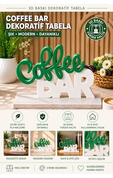 Coffee Bar Dekoratif Masaüstü Tabela 3d Baskı Modern Kafe Ve Mutfak Dekoru - Yeşil Coffee Bar Dekoratif Masaüstü Tabela 3d Baskı Modern Kafe Ve Mutfak Dekoru - Yeşil