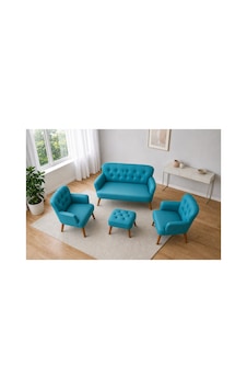 Home Deri Çay Seti 2+1+1 Puf Hediyeli Turkuaz, Ceviz Ayak Turkuaz Home Deri Çay Seti 2+1+1 Puf Hediyeli Turkuaz, Ceviz Ayak Turkuaz