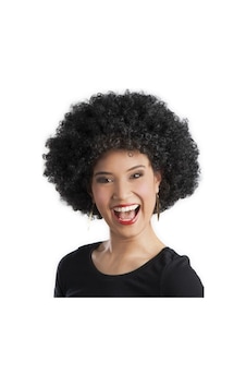 Siyah Renk Kıvırcık Afro Bonus Peruk Parti Peruğu Siyah Renk Kıvırcık Afro Bonus Peruk Parti Peruğu