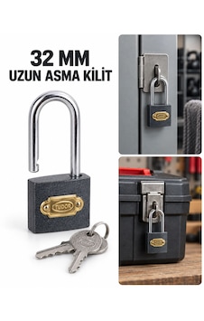 32 Mm Gri Uzun Kelepçeli Asma Kilit 2 Anahtarlı Depo, Dolap Ve Takım Çantası Kilidi 32 Mm Gri Uzun Kelepçeli Asma Kilit 2 Anahtarlı Depo, Dolap Ve Takım Çantası Kilidi