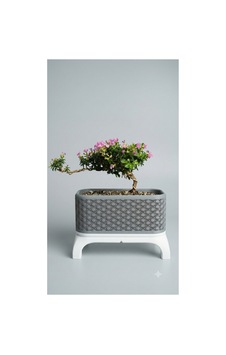 Kumiko Desenli Ayaklı Dikdörtgen Bonsai Saksısı Organik Pla, Doğa Dostu Dekoratif Bitki Saksısı Gri Kumiko Desenli Ayaklı Dikdörtgen Bonsai Saksısı Organik Pla, Doğa Dostu Dekoratif Bitki Saksısı Gri