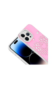 Apple İphone 14 Pro Max Kılıf Damla Taşlı Zore Rivas Sert Pc Kapak Pembe Apple İphone 14 Pro Max Kılıf Damla Taşlı Zore Rivas Sert Pc Kapak Pembe