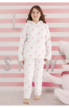 Kız Çocuk Desenli Polar Pijama Takımı 240521 Ekru01 Ekru01