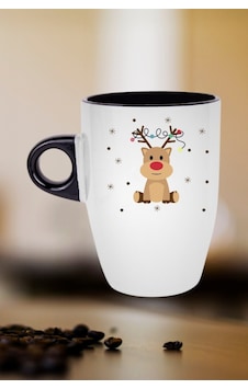 Yeni Yıl Geyik Kurabiye Baskılı Kupa Bardak Porselen Latte Filtre Kahve Fincanı Siyah Yeni Yıl Geyik Kurabiye Baskılı Kupa Bardak Porselen Latte Filtre Kahve Fincanı Siyah