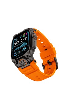 Watch Ultra 49mm Uyumlu Mohseven İwatch Armor Silikon Kordon Siyah-turuncu Watch Ultra 49mm Uyumlu Mohseven İwatch Armor Silikon Kordon Siyah-turuncu