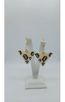 Harmeljewelry Leopar Desenli Miyuki Boncuk Leopar Küpe Üçgen Çok Renkli