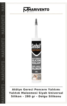 Atölye Gereci Pencere Yalıtımı Yalıtım Malzemesi Siyah Universal Silikon - 280 Gr - Dolgu Silikonu Atölye Gereci Pencere Yalıtımı Yalıtım Malzemesi Siyah Universal Silikon - 280 Gr - Dolgu Silikonu