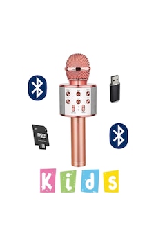 Karaoke Mikrofon Dahili Hoparlörlü Usb Flash Tf Kart Destekli Ses Değiştirme Efektli Çocuk Mikrofonu