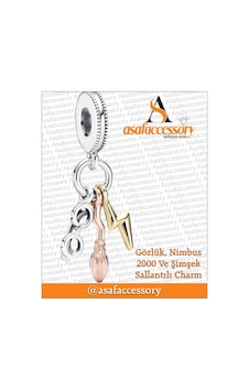 Harry Potter Gözlük , Şimşek , Nimbus 2000 Charm Gümüş Kaplama Harry Potter Gözlük , Şimşek , Nimbus 2000 Charm Gümüş Kaplama