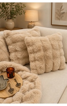 Peluş Bubble Kırlent Kılıfı 2'li Kahve Peluş Bubble Kırlent Kılıfı 2'li Kahve