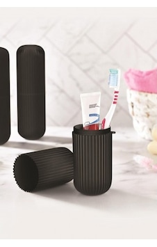 Siyah Seyahat Tipi Diş Fırçası & Aksesuar Kutusu & Çok Amaçlı Saklama Kabı Gri