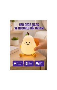 Usb Şarjlı Armut Gece Lambası Dokunmatik Renk Değişimli Çok Rnekli Usb Şarjlı Armut Gece Lambası Dokunmatik Renk Değişimli Çok Rnekli