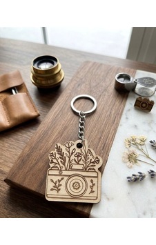 Çiçek Desenli Mdf Tek Renk Anahtarlık Çeşitleri Ekru