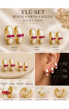 Halka Küpe Seti 3'lü Set Gold Halka Küpe Seti 3'lü Set Gold