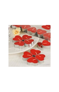Parti Süsleri 8 Adet Kalp Şeklinde Tea Lights Mum Mm05 Kırmızı