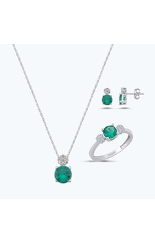 Altınbaş Yeşil Taşlı Altın Üçlü Yuvarlak Set Autk0034-b-24627-y-set Altınbaş Yeşil Taşlı Altın Üçlü Yuvarlak Set Autk0034-b-24627-y-set