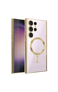 Samsung Galaxy Uyumlu S23 Ultra Kılıf Kross Magneticsafe Kapak - Gold Düz Renkli Samsung Galaxy Uyumlu S23 Ultra Kılıf Kross Magneticsafe Kapak - Gold Düz Renkli