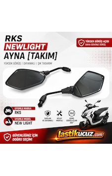 Rks New Light Motosiklet Ayna Takımı Sağ Sol Dikiz Aynası Scooter Aynası Orijinal Uyumlu Siyah