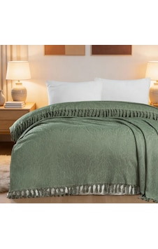 Aryıldız Home 240x260 Cm Bambu Jakarlı Saçaklı Pike - Haki Çok Renkli