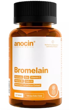Anocin Bromelain Ananas + Quercetin + Zinc + Coq-10 + Vitamin C Süper Bromelain Formül 30 Tablet Anocin Bromelain Ananas + Quercetin + Zinc + Coq-10 + Vitamin C Süper Bromelain Formül 30 Tablet