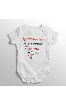 Tuğba Baby Tuğbababy Babaannem Hazır Mısın Torunun Geliyor Baskılı Bebek Zıbını Beyaz
