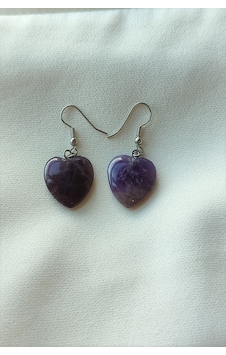 Badeaccessories Ametist Kalp Doğaltaş Küpe Badeaccessories Ametist Kalp Doğaltaş Küpe