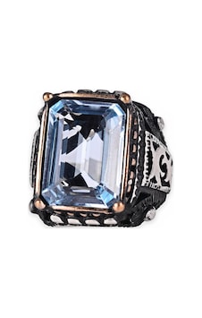 Kambo El Yapımı 925 Ayar Gümüş Mavi Topaz Taşlı Erkek Yüzük - 17 Gr Kambo El Yapımı 925 Ayar Gümüş Mavi Topaz Taşlı Erkek Yüzük - 17 Gr