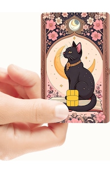 Siyah Kedi Ve Ay Temalı Mistik Dekoratif Kredi Ve Banka Kartı Kaplama Sticker Standart Siyah Kedi Ve Ay Temalı Mistik Dekoratif Kredi Ve Banka Kartı Kaplama Sticker Standart