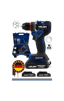 Heilber Ba01013m Alman Max V998 15ahm Mavi Bakır Sargılı Çift Batarya Akülü Vidalama Çelik Şanzıman Şarjlı Matkap