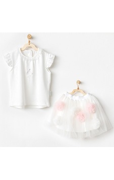 Andywawa Kız Bebek Takım 2 Parça Set Petit Love Ac24503-Ekru