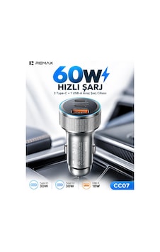 60w Işıklı Alüminyum Alaşımlı Araç Şarj Cihazı Güm 60w Işıklı Alüminyum Alaşımlı Araç Şarj Cihazı Güm