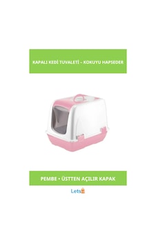 Üstten Açılır Kapalı Kedi Tuvaleti Pembe 37x40x40 Üstten Açılır Kapalı Kedi Tuvaleti Pembe 37x40x40