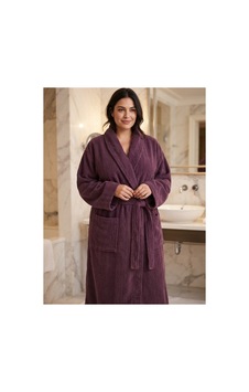 Mürdüm Renk Unisex Battal Boy Bornoz %100 Bambu Mor