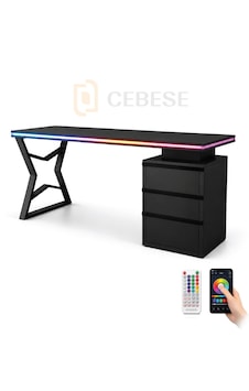 Bilgisayar Masası + Rgb Led - 170 65 77 Cm Kumandalı Ve Telefon Kontrollü Siyah Bilgisayar Masası + Rgb Led - 170 65 77 Cm Kumandalı Ve Telefon Kontrollü Siyah