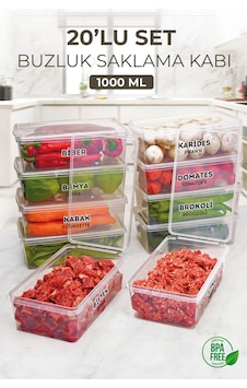 Kitchen Life 20 Adet 1000 ML Kapaklı Derin Dondurucu Difriz Saklama Kabı - Buzdolabı Düzenleyici Buzluk Erzak Kabı Şeffaf Kitchen Life 20 Adet 1000 ML Kapaklı Derin Dondurucu Difriz Saklama Kabı - Buzdolabı Düzenleyici Buzluk Erzak Kabı Şeffaf