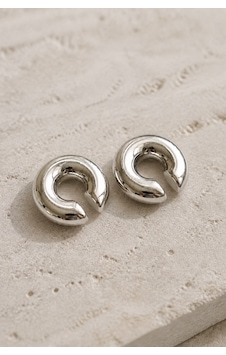 Kadıın Gümüş Renk Paslanmaz Çelik Dolgun Earcuff Küpe Kadıın Gümüş Renk Paslanmaz Çelik Dolgun Earcuff Küpe