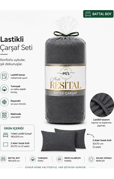 Resital Lastikli Çarşaf Seti Battal Boy Antrasit Resital Lastikli Çarşaf Seti Battal Boy Antrasit